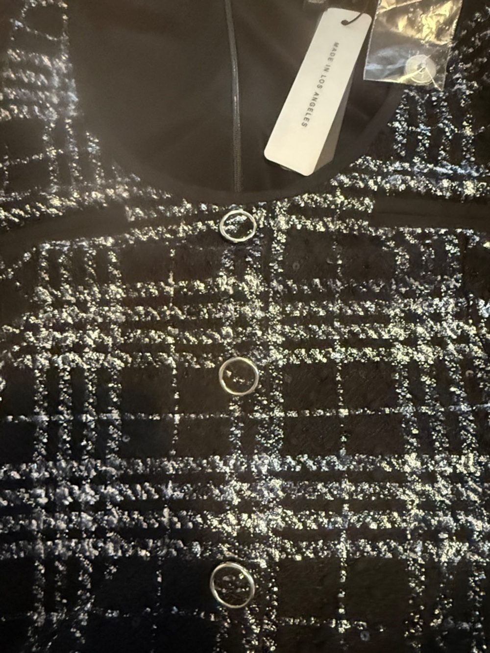 Black Halo Black and White Plaid Midi Skirt - Picture 4 of 4